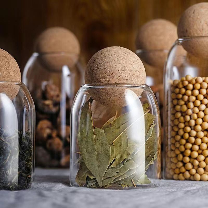 Food Storage Glass Container Set - أوعية تخزين زجاجية شفافة مع سدادة