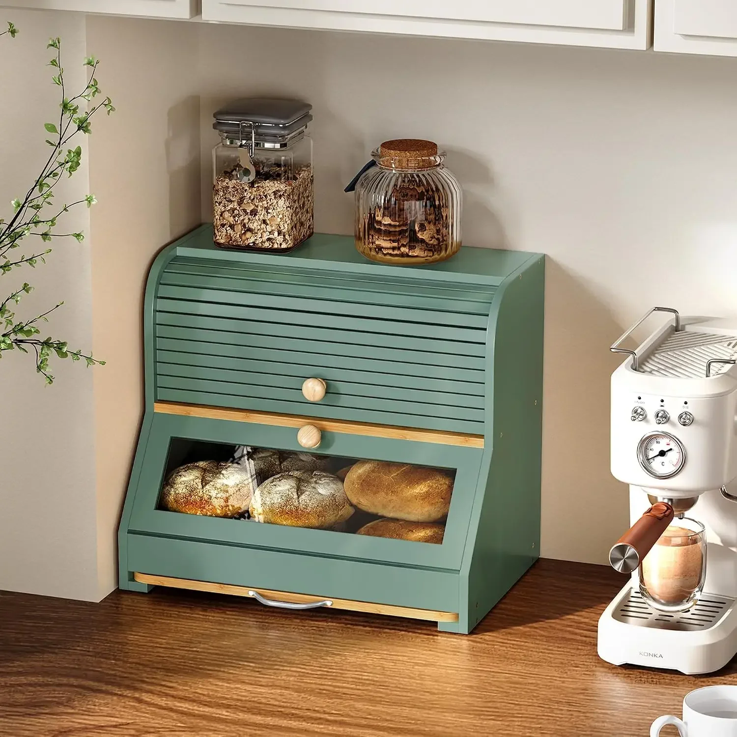 Bread Box Bamboo - صندوق خبز من الخيزران مع لوح