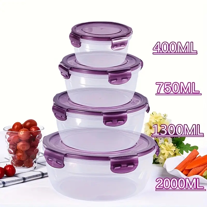 Food Storage Containers Plastic Box - 4 حاويات بلاستيكية لتخزين الطعام، صناديق