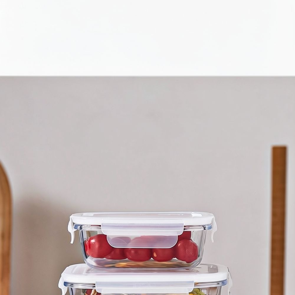 Food Storage With Dividers - علبة طعام زجاجية آمنة للاستخدام في