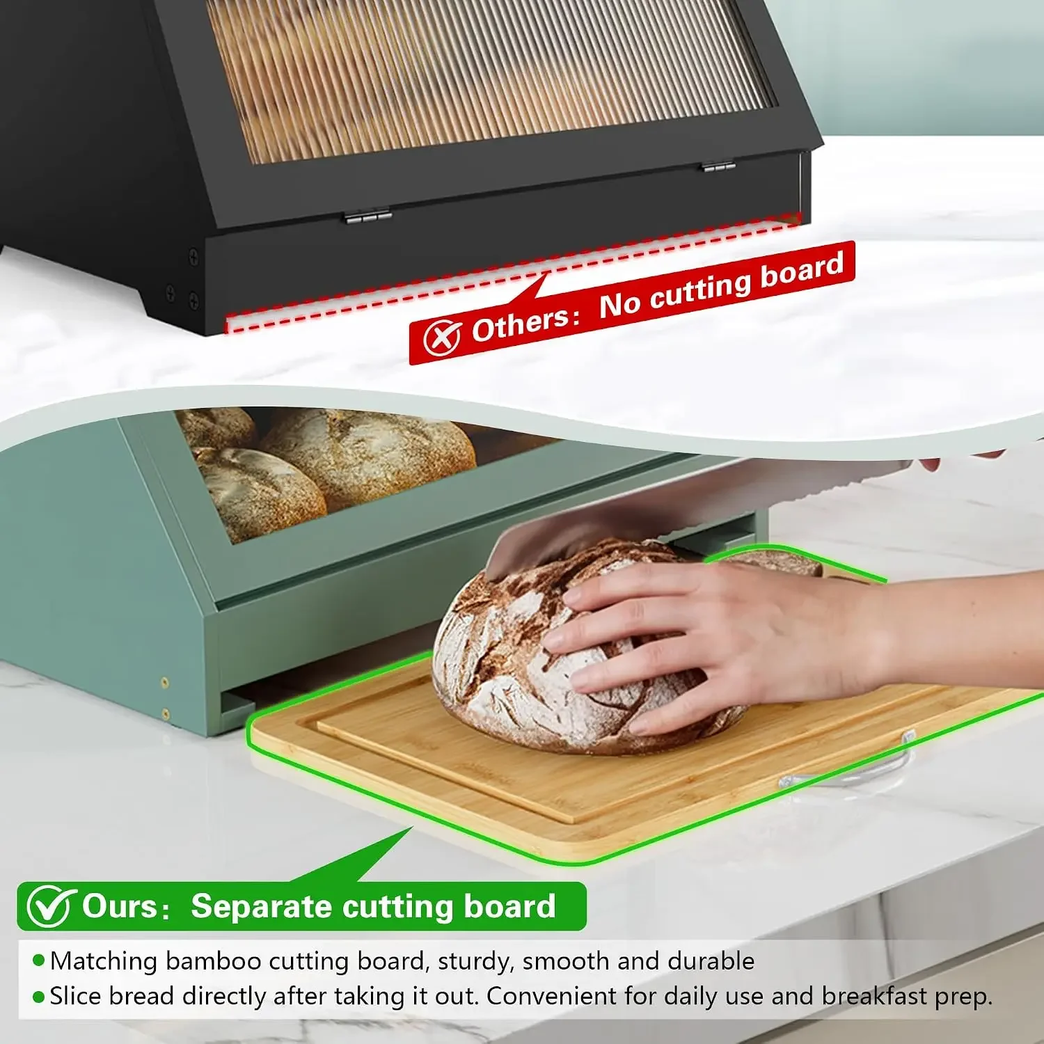 صندوق خبز من الخيزران مع لوح ت - مراجعة Bread Box Bamboo وسعره