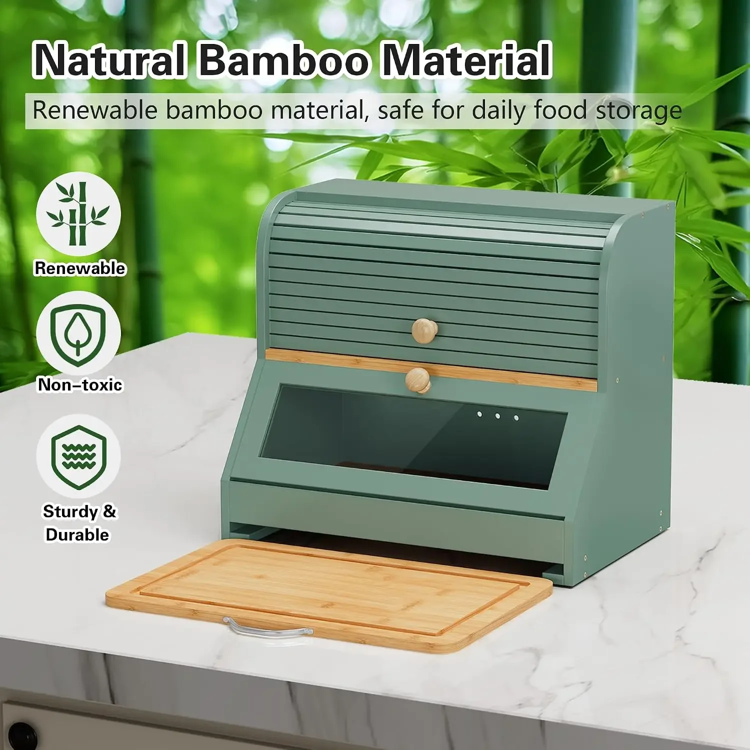 صندوق خبز من الخيزران مع لوح ت - مراجعة Bread Box Bamboo وسعره
