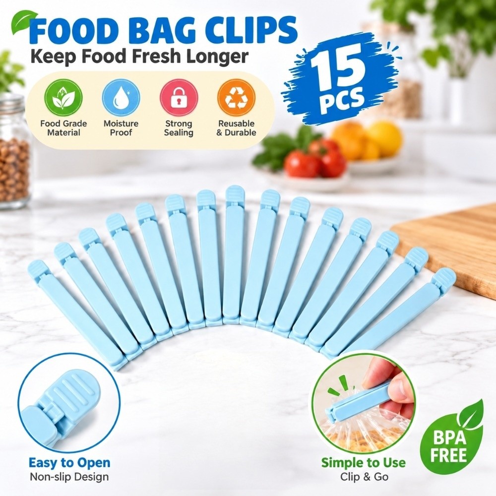 15 قطعة من مشابك إغلاق أكياس ا - مراجعة Food Storage Plastic Bag وسعره