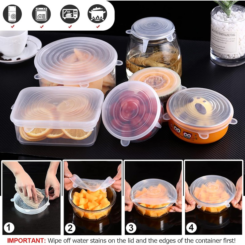 12 عبوة من أغطية السيليكون الم - مراجعة Silicone Stretch Lid وسعره