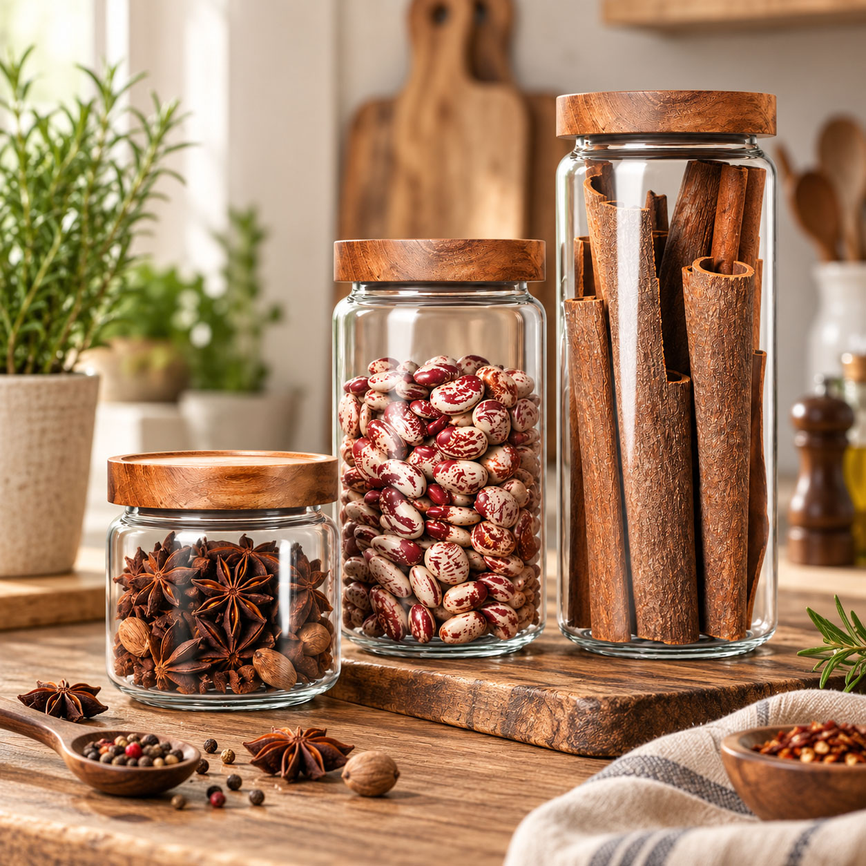 1 قطعة منظم بغطاء خشبي، عبوة ز - مراجعة Food Storage Glass Container Set وسعره