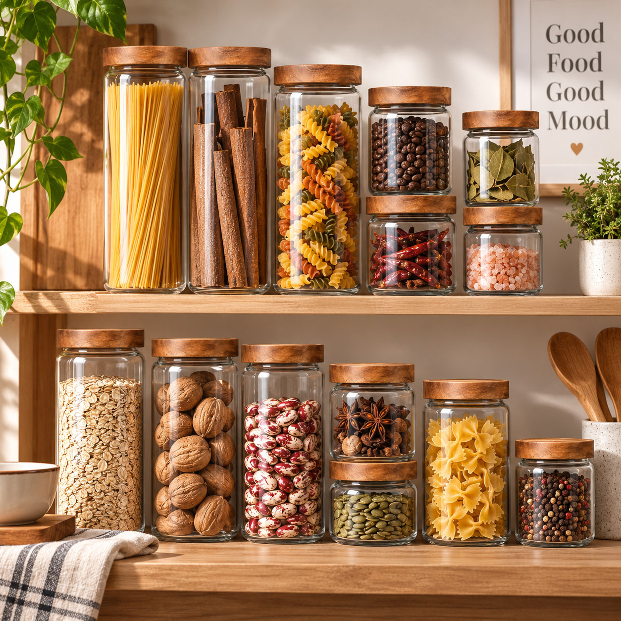 1 قطعة منظم بغطاء خشبي، عبوة ز - مراجعة Food Storage Glass Container Set وسعره